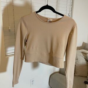 H&M Light Tan Ribbed Long Sleeve Top
